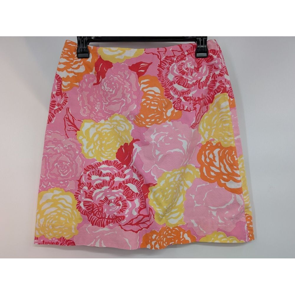 Lilly Pulitzer Pink Floral Lined Skirt size 4 Roses Multicolor Cotton - Picture 4 of 6